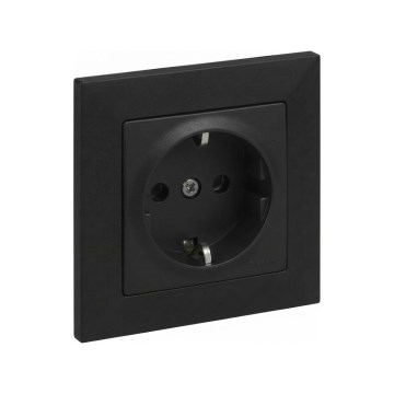 Legrand - Stikkontakt SCHUKO med ramme SUNO 250V sort