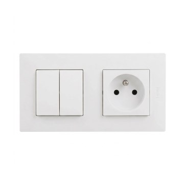 Legrand - Stikkontakt til bolig og dobbelt seriebryder nr. 5 med ramme NILOE STEP 250V hvid