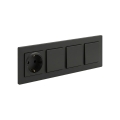 Legrand - Tredobbelt enkeltpolet afbryder nr. 1 og SCHUKO-stikkontakt med ramme NILOE STEP 250V sort