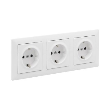 Legrand - Tredobbelt SCHUKO-stikkontakt med ramme SUNO 250V hvid