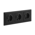 Legrand - Tredobbelt SCHUKO-stikkontakt med ramme SUNO 250V sort