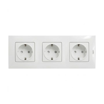 Legrand - Tredobbelt SCHUKO-stikkontakt til hjemmet med ramme NILOE 250V hvid