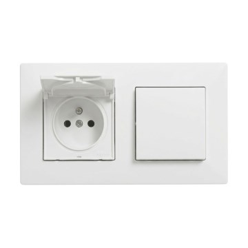 Legrand - Vægstikkontakt og enkeltpolet afbryder nr. 1 med ramme NILOE STEP 250V hvid