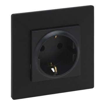 Legrand - Vægstikkontakt SCHUKO med ramme NILOE STEP 250V sort