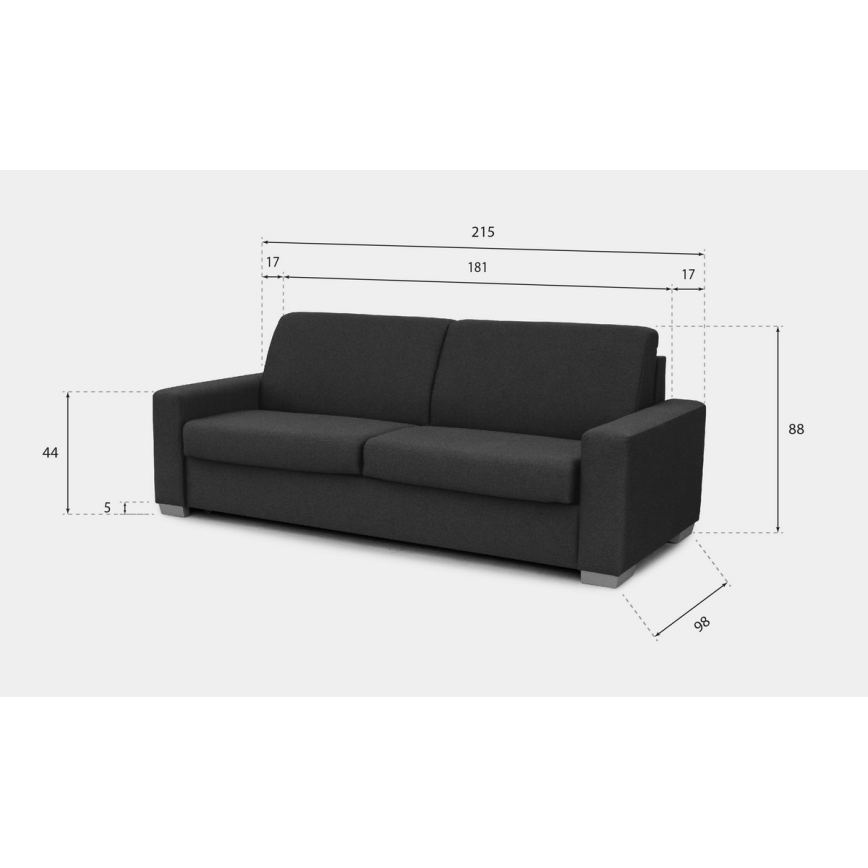 LEKA trepersoners sovesofa til daglig brug, grå