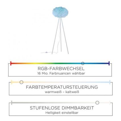 Leuchten Direkt 11212-16 - LED gulvlampe m. RGBW-farver dæmpbar NAOMI LED/10W/230V 2700-5000K Wi-Fi TUYA + fjernbetjening