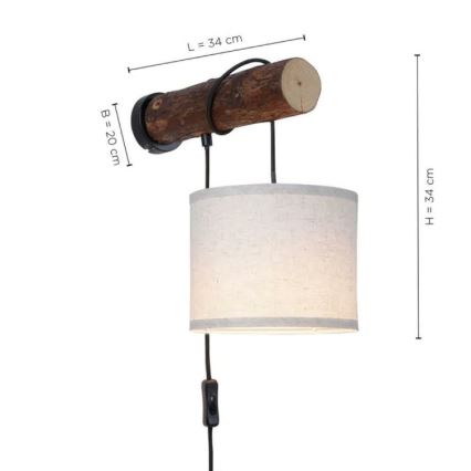Leuchten Direkt 11235-79 - Væglampe BARK 1xE27/40W/230V træ