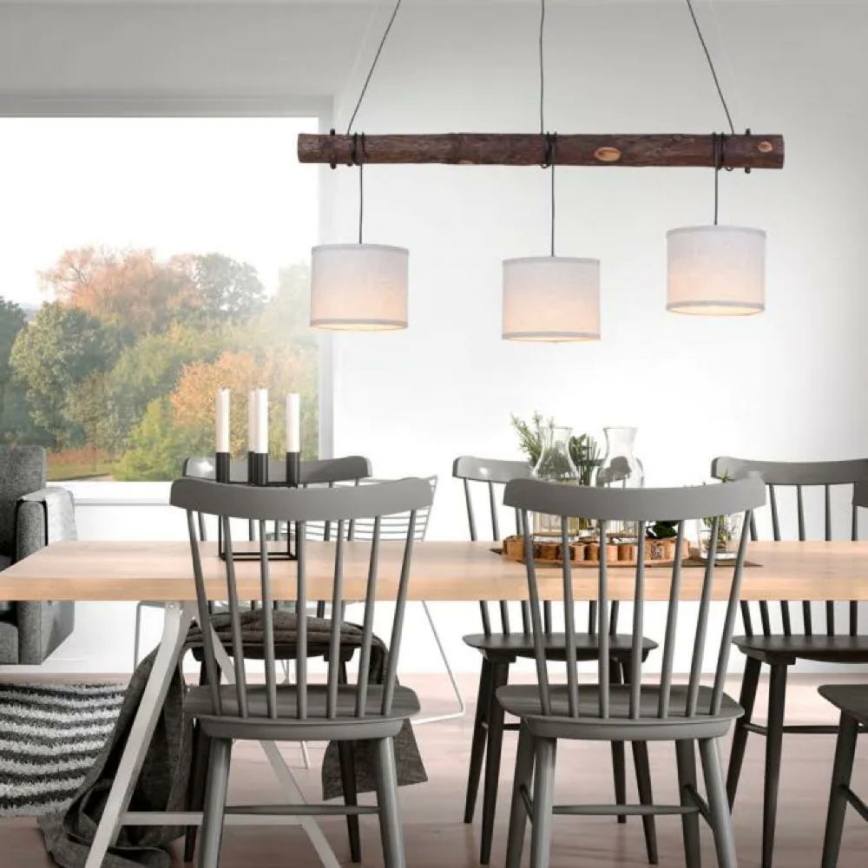 Leuchten Direkt 11238-79 - Loftlampe på ledning BARK 3xE27/40W/230V træ