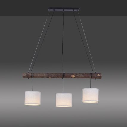 Leuchten Direkt 11238-79 - Loftlampe på ledning BARK 3xE27/40W/230V træ