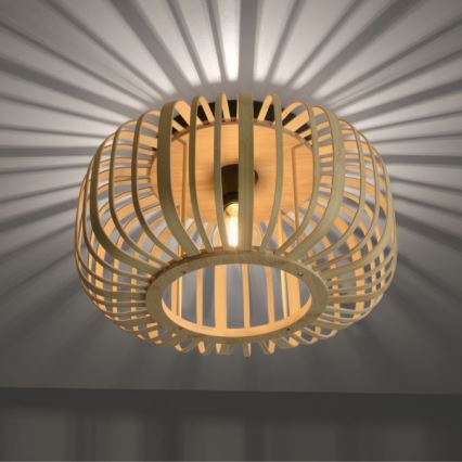 Leuchten Direkt 11412-79 - Loftlampe RACOON 1xE27/40W/230V diameter 40 cm bambus