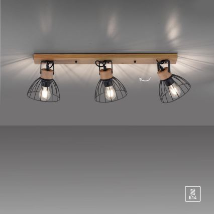 Leuchten Direkt 11418-18 - Spotlampe LAMI 3xE27/25W/230V akacietræ/metal