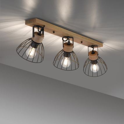 Leuchten Direkt 11418-18 - Spotlampe LAMI 3xE27/25W/230V akacietræ/metal