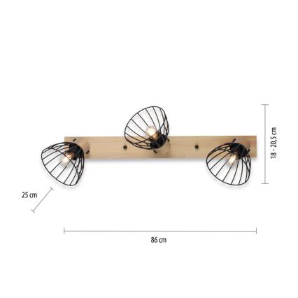 Leuchten Direkt 11418-18 - Spotlampe LAMI 3xE27/25W/230V akacietræ/metal