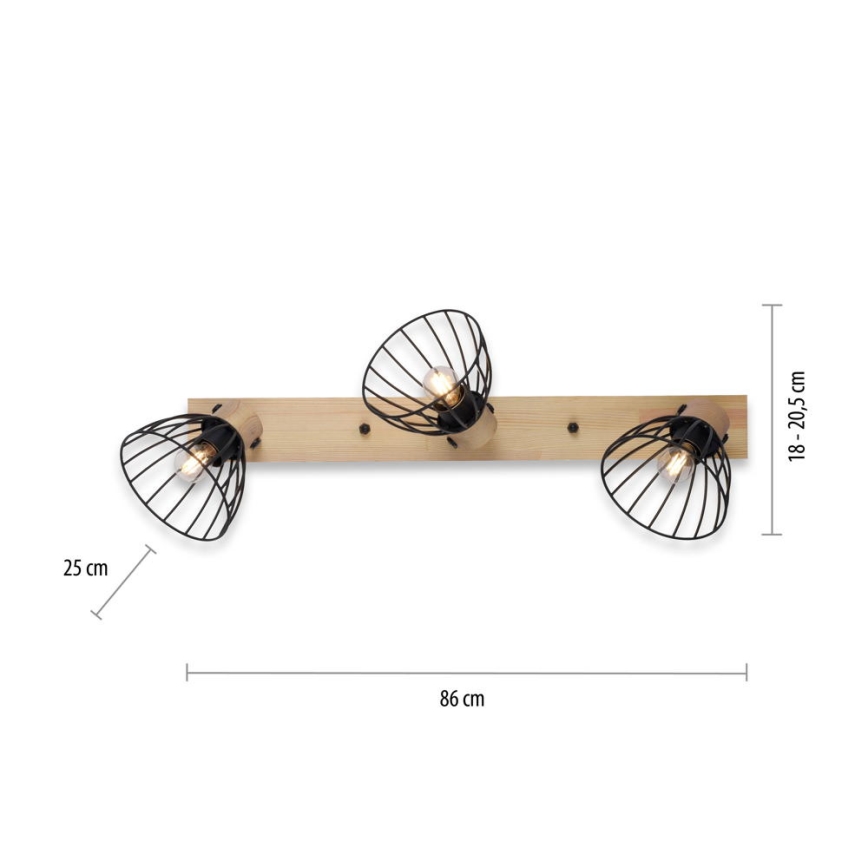 Leuchten Direkt 11418-18 - Spotlampe LAMI 3xE27/25W/230V akacietræ/metal