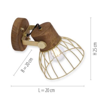 Leuchten Direkt 11486-60 - Vægspot ALAMI 1xE27/25W/230V mangotræ