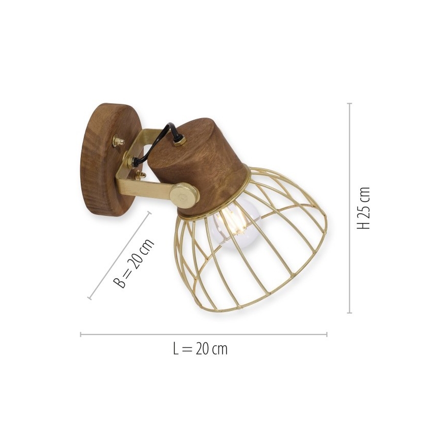 Leuchten Direkt 11486-60 - Vægspot ALAMI 1xE27/25W/230V mangotræ