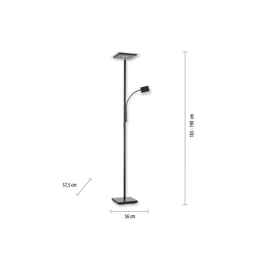 Leuchten Direkt 11710-18 - LED gulvlampe dæmpbar HANS LED/21,5W/230V + LED/4W