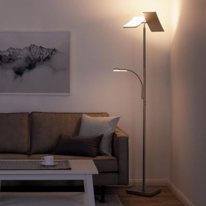 Leuchten Direkt 11725-55 - LED gulvlampe m. touch-funktion dæmpbar RUBEN 2xLED/11W/230V + LED/4W