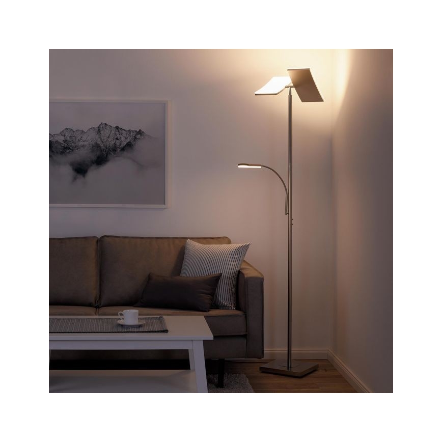 Leuchten Direkt 11725-55 - LED gulvlampe m. touch-funktion dæmpbar RUBEN 2xLED/11W/230V + LED/4W