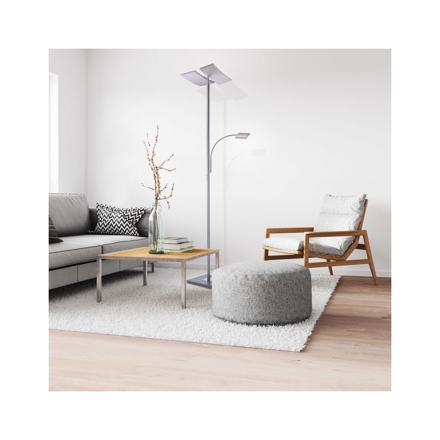 Leuchten Direkt 11725-55 - LED gulvlampe m. touch-funktion dæmpbar RUBEN 2xLED/11W/230V + LED/4W