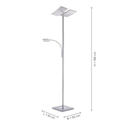 Leuchten Direkt 11725-55 - LED gulvlampe m. touch-funktion dæmpbar RUBEN 2xLED/11W/230V + LED/4W