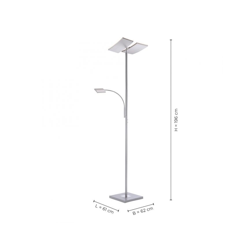 Leuchten Direkt 11725-55 - LED gulvlampe m. touch-funktion dæmpbar RUBEN 2xLED/11W/230V + LED/4W
