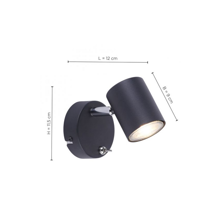 Leuchten Direkt 11941-13 - LED vægspot TARIK 1xGU10/5W/230V sort