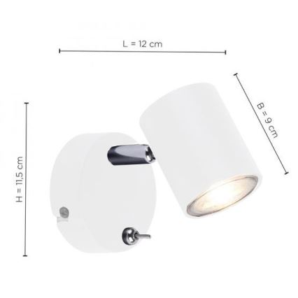 Leuchten Direkt 11941-16 - LED vægspot TARIK 1xGU10/5W/230V hvid