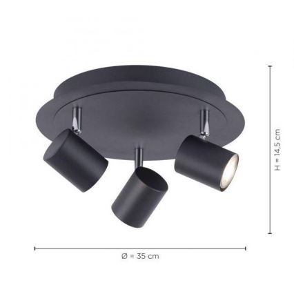 Leuchten Direkt 11943-13 - LED spotlampe TARIK 3xGU10/5W/230V antracitgrå