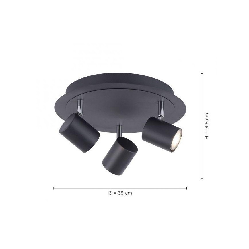 Leuchten Direkt 11943-13 - LED spotlampe TARIK 3xGU10/5W/230V antracitgrå