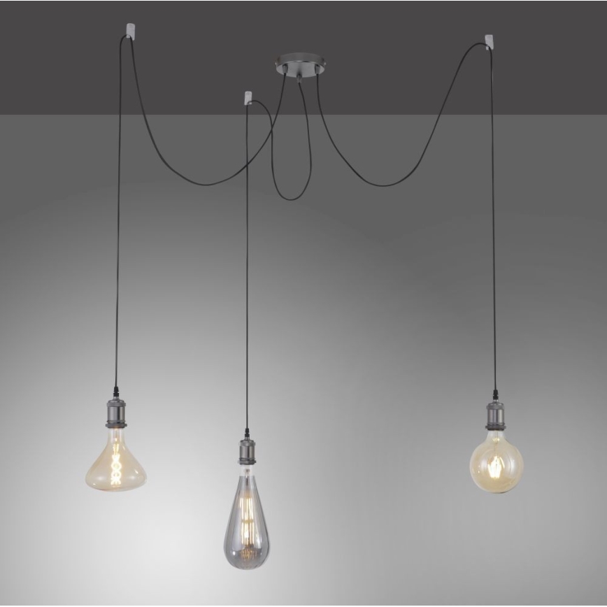 Leuchten Direkt 13571-18 - Pendel DIY 3xE27/60W/230V edderkop sort