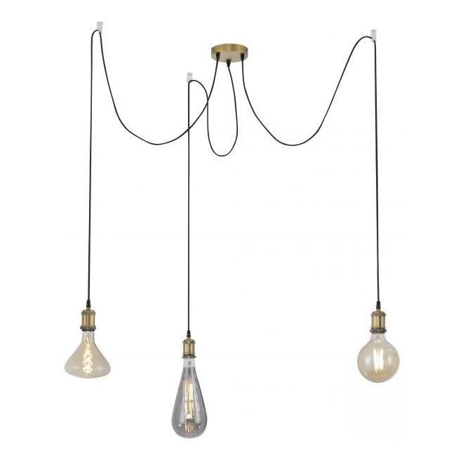 Leuchten Direkt 13571-60 - Pendel DIY 3xE27/60W/230V edderkop messing