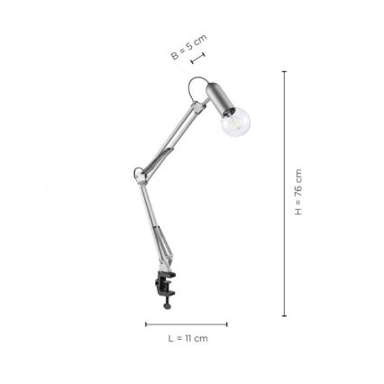 Leuchten Direkt 14773-55 - Bordlampe med klemme TURN ME 1xE27/60W/230V mat krom