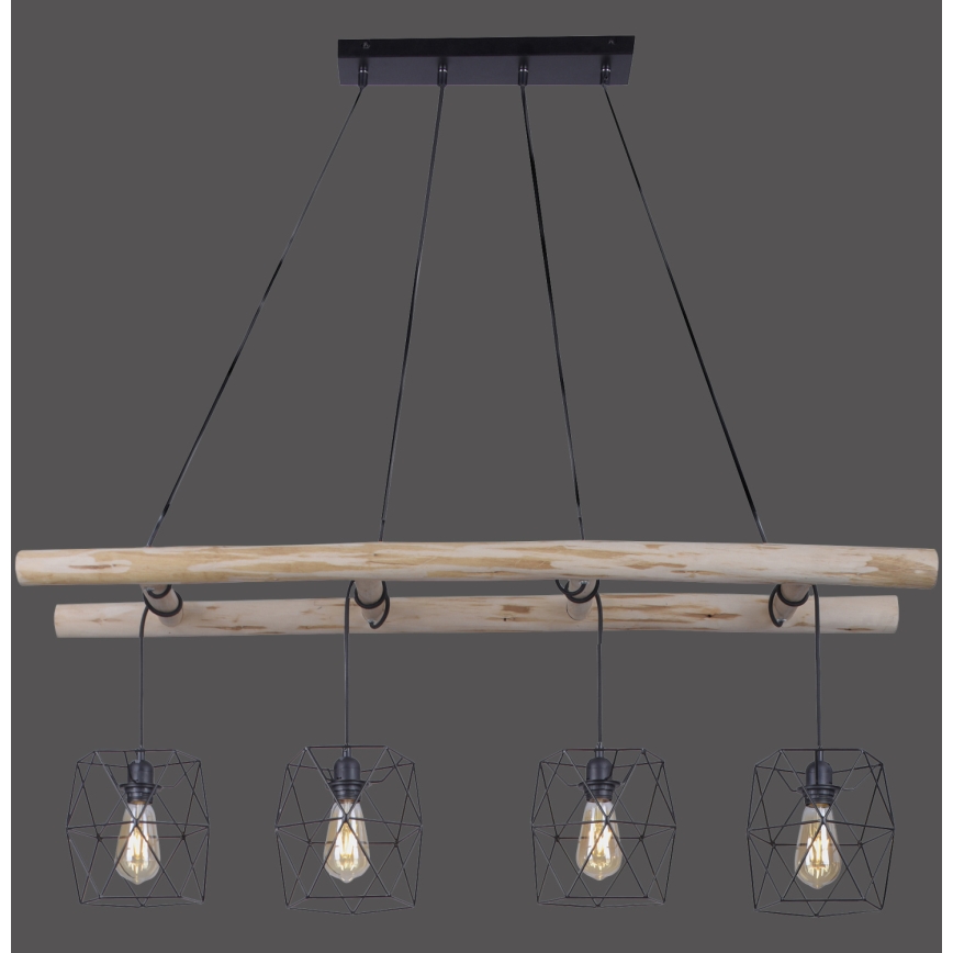 Leuchten Direkt 15036-18 - Pendel EDGAR 4xE27/60W/230V eukalyptus