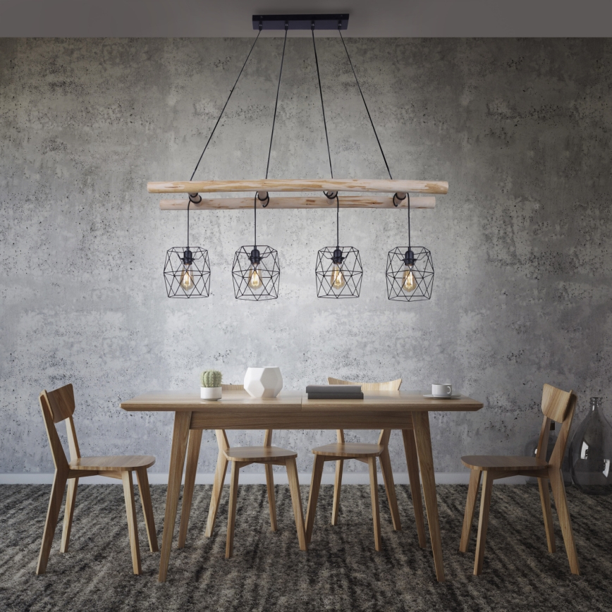 Leuchten Direkt 15036-18 - Pendel EDGAR 4xE27/60W/230V eukalyptus