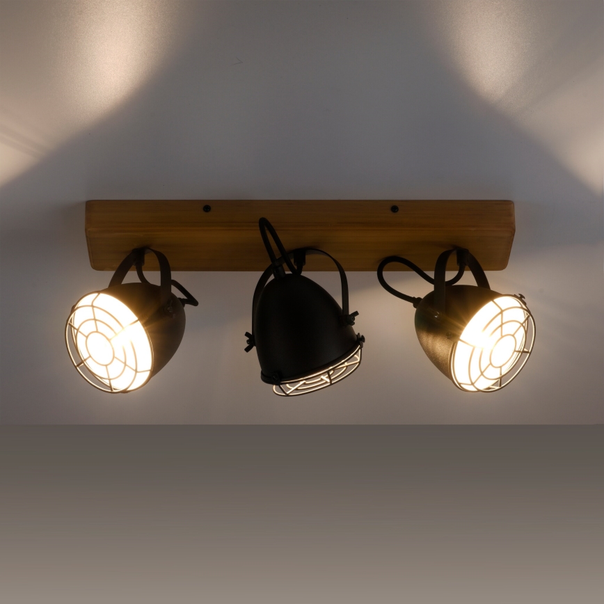 Leuchten Direkt 15173-18 - Spotlampe BEETLE 3xE14/10W/230V fyrretræ