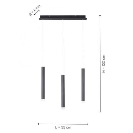 Leuchten Direkt 15203-18 - LED pendel 3xLED/4,8W/230V sort