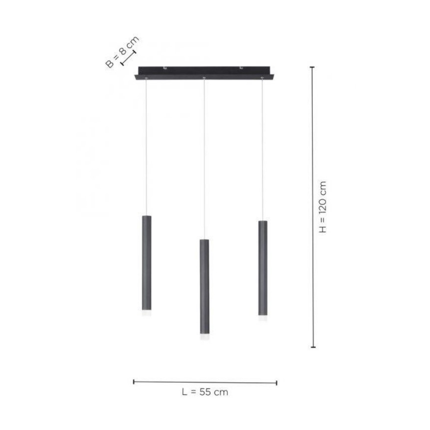 Leuchten Direkt 15203-18 - LED pendel 3xLED/4,8W/230V sort