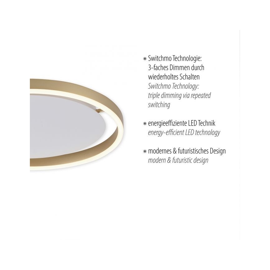 Leuchten Direkt 15391-60 - LED loftlampe dæmpbar RITUS LED/20W/230V messingfarvet