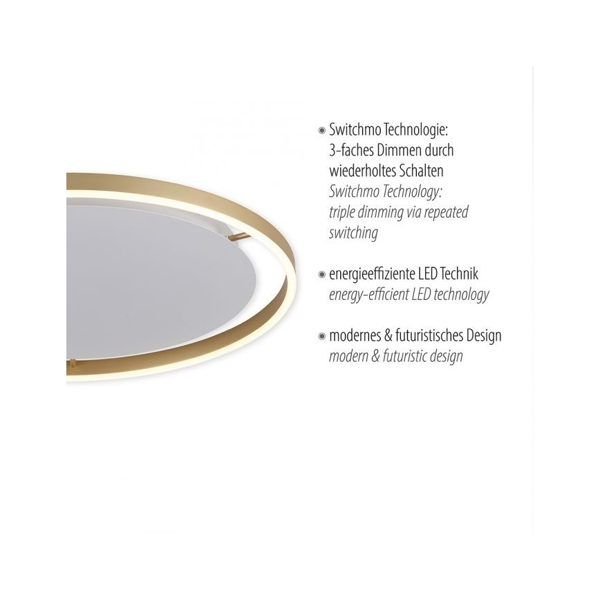 Leuchten Direkt 15392-60 - LED loftlampe dæmpbar RITUS LED/30W/230V messingfarvet