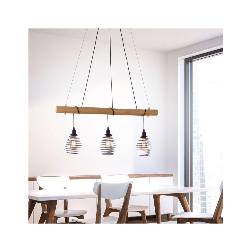 Leuchten Direkt 15526-79 - Pendel SPRING 3xE27/40W/230V eukalyptus