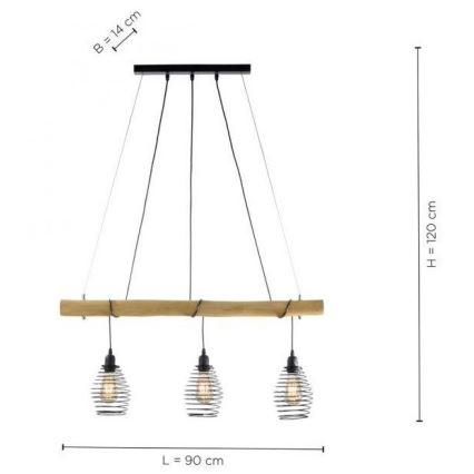 Leuchten Direkt 15526-79 - Pendel SPRING 3xE27/40W/230V eukalyptus