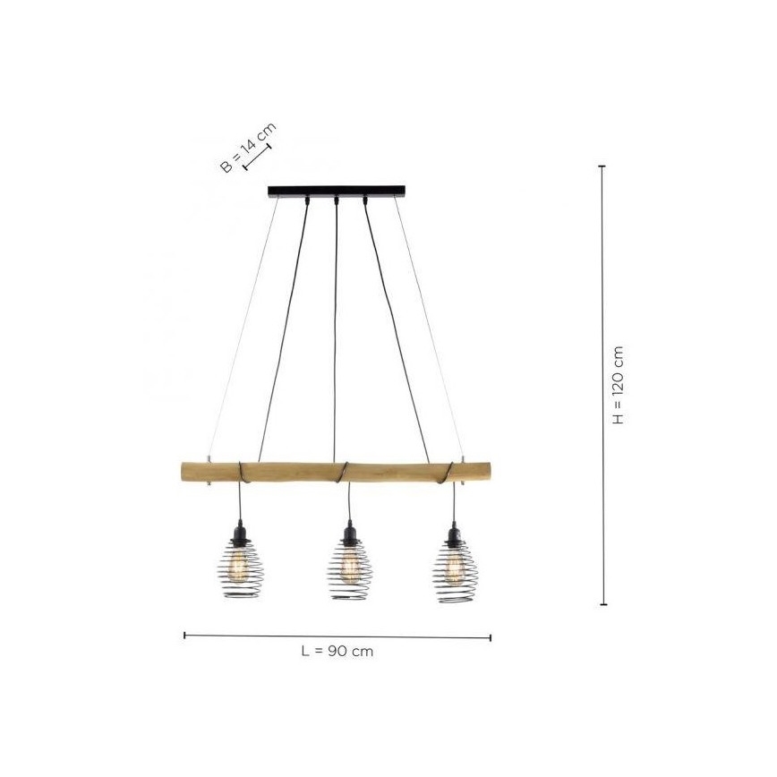 Leuchten Direkt 15526-79 - Pendel SPRING 3xE27/40W/230V eukalyptus