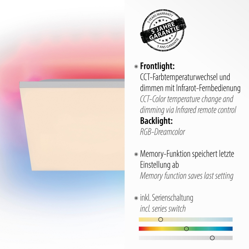 Leuchten Direkt 15561-16 - LED loftlampe dæmpbar RGB-farver CONRAD LED/27W/230V + fjernbetjening