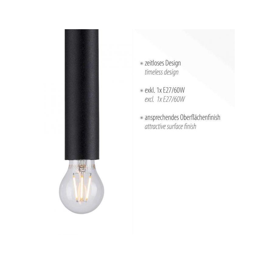 Leuchten Direkt 15617-18 - Pendel BRUNA 1xE27/60W/230V sort
