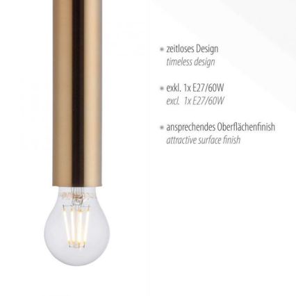 Leuchten Direkt 15617-60 - Pendel BRUNA 1xE27/60W/230V messing