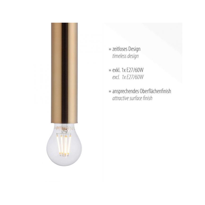 Leuchten Direkt 15617-60 - Pendel BRUNA 1xE27/60W/230V messing