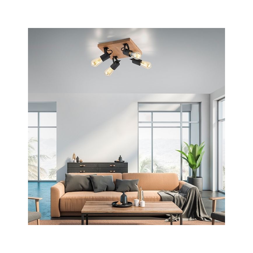 Leuchten Direkt 15634-18 - Spotlampe CANOP 4xE27/60W/230V akacietræ