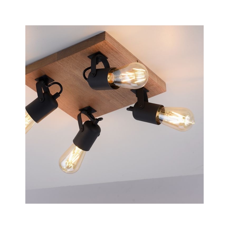 Leuchten Direkt 15634-18 - Spotlampe CANOP 4xE27/60W/230V akacietræ