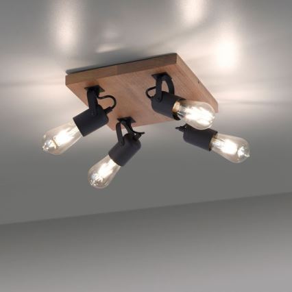 Leuchten Direkt 15634-18 - Spotlampe CANOP 4xE27/60W/230V akacietræ